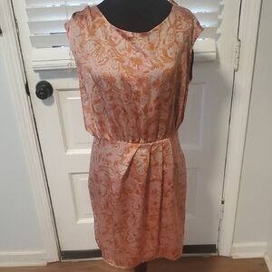 Peppermint Orange and Gold Midi Sleeveless Dress